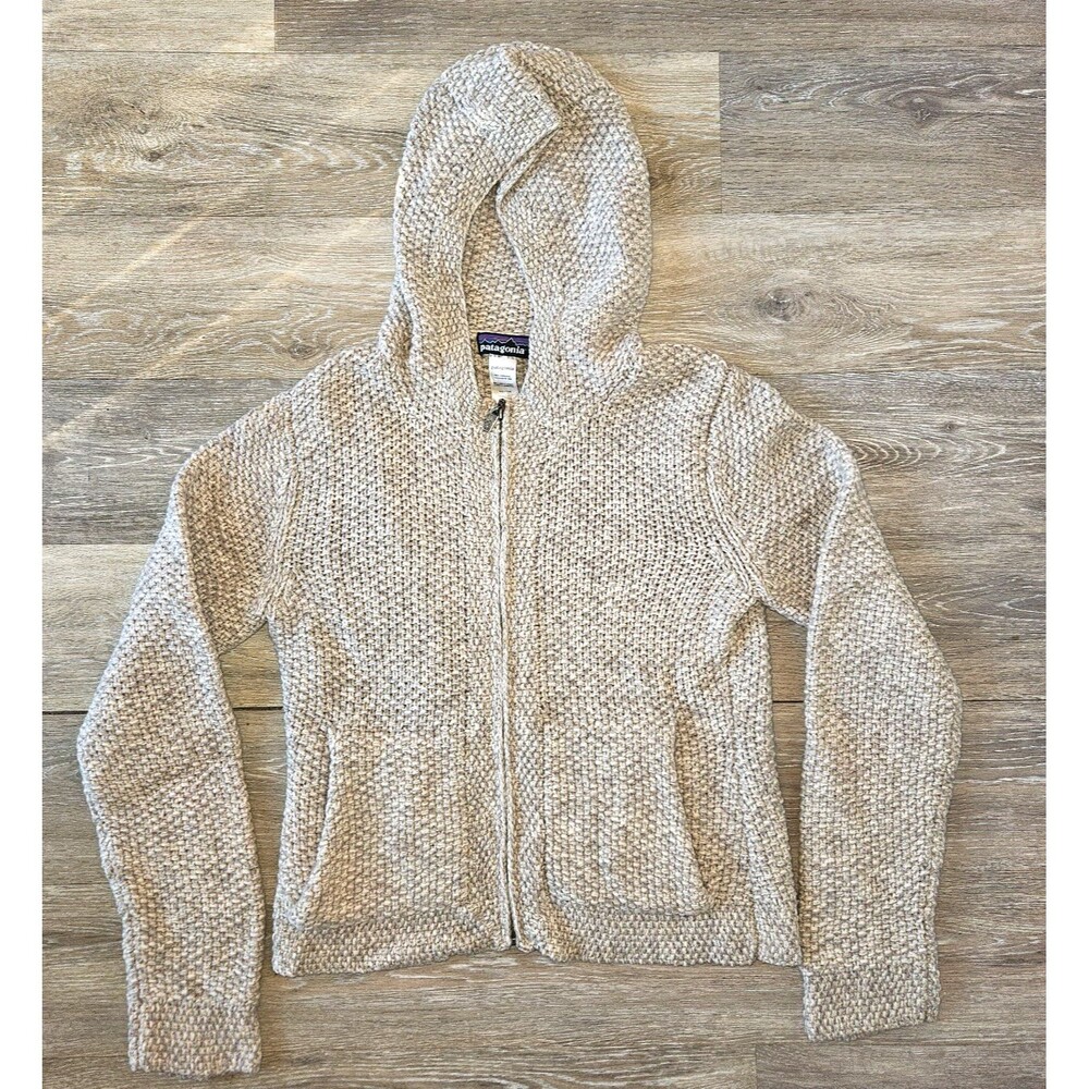 Patagonia Lambswool Chunky Knit Full Zip Hooded Cardigan Sweater Gorpcore Small